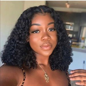 Curly closure bob wig 14”